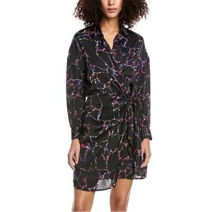 NWT Elan S Black Purple Marble Long Sleeve Wrap Dress